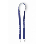 Zakelijk keycord met dubbele sluiting Duo kleur ultramarijn blauw weergave met bedrukking