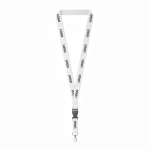 Custom made afneembare lanyard van biologisch katoen met karabijnhaak kleur wit