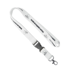 Custom made afneembare lanyard van biologisch katoen met karabijnhaak kleur wit