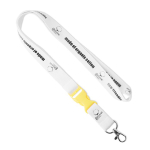 Custom made afneembare lanyard van biologisch katoen met karabijnhaak kleur wit