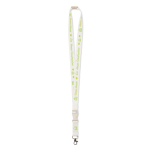 Custom made afneembare lanyard van bamboe met karabijnhaak kleur wit
