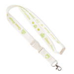Custom made afneembare lanyard van bamboe met karabijnhaak kleur wit