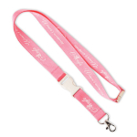 Custom made afneembare lanyard van bamboe met karabijnhaak kleur wit