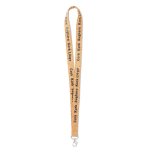 Ecologische kurken lanyard met zeefdruk kleur bruin