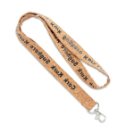 Ecologische kurken lanyard met zeefdruk kleur bruin vijfde weergave