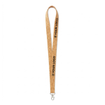 Ecologische kurken lanyard met zeefdruk kleur bruin weergave met bedrukking