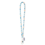 Cilindrische polyester lanyard full colour bedrukt 0,8 cm kleur wit