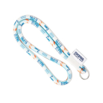 Cilindrische polyester lanyard full colour bedrukt 0,8 cm kleur wit