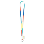 Custom made polyester lanyard met gestikt etiket en karabijnhaak kleur wit