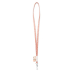 Custom made polyester lanyard met gestikt etiket en karabijnhaak kleur wit
