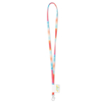 Custom made polyester lanyard met gestikt etiket en karabijnhaak kleur wit