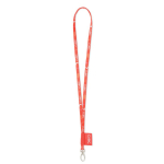 Custom made polyester lanyard met gestikt etiket en karabijnhaak kleur wit