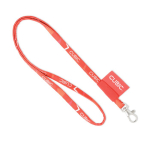 Custom made polyester lanyard met gestikt etiket en karabijnhaak kleur wit