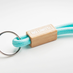 Custom made buisvormige polyester lanyard met bamboedetail vijfde weergave