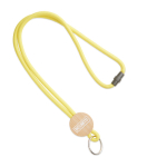 Custom made polyester lanyard met cirkelvormig bamboedetail kleur geel