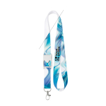 Custom made polyester lanyard met flessenopener in het midden kleur wit weergave met bedrukking
