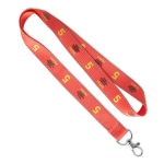 Custom made polyester lanyard met reflecterende draden aan de rand kleur donkerrood