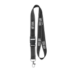 Custom made afneembare polyester lanyard met reflecterende draden kleur zwart weergave met bedrukking