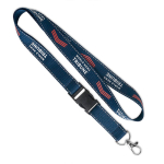 Custom made afneembare polyester lanyard met reflecterende draden kleur ultramarijn blauw