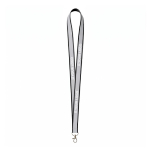Custom made polyester lanyard met grijze reflecterende coating kleur zwart weergave met bedrukking