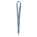 Custom made polyester lanyard met grijze reflecterende coating kleur blauw