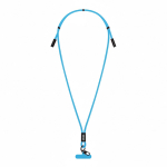 Custom made verstelbare lanyard met Type C oplaadkabel voor mobiel kleur cyaan blauw weergave met bedrukking