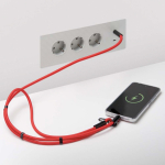 Custom made verstelbare lanyard voor de mobiel met Type C oplader kleur rood