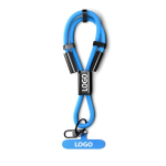 Custom made lanyard voor de mobiel met korte band en Type C oplader kleur cyaan blauw