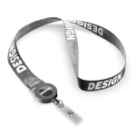 Custom made polyester lanyard met intrekbare badgehouder kleur zwart
