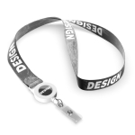 Custom made polyester lanyard met intrekbare badgehouder kleur wit
