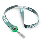 Custom made polyester lanyard met intrekbare badgehouder kleur groene fles