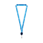 Custom made polyester lanyard met intrekbare badgehouder kleur marineblauw