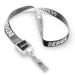 Custom made polyester lanyard met badgehouder voor sublimatie kleur wit