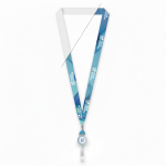 Custom made polyester lanyard voor sublimatie met badgehouder kleur grijs weergave met bedrukking