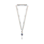 Custom made RPET lanyard met badgehouder en metalen detail kleur wit derde weergave