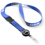 Custom made lanyard voor sublimatie met afneembare badgehouder kleur ultramarijn blauw