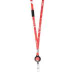 Verstelbare smalle polyester lanyard met uitschuifbare karabijnhaak kleur wit vijfde weergave