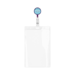 Custom made ronde intrekbare badgehouder, personaliseerbaar ⌀2.8 kleur paars