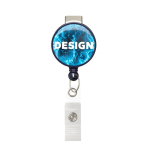 Custom made ronde intrekbare badgehouder, personaliseerbaar ⌀2.8 kleur ultramarijn blauw