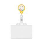 Custom made ronde intrekbare badgehouder, personaliseerbaar ⌀2.5 kleur geel