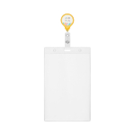 Custom made ronde intrekbare badgehouder, personaliseerbaar ⌀2.5 kleur geel