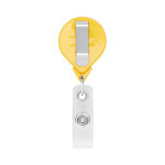 Custom made ronde intrekbare badgehouder, personaliseerbaar ⌀2.5 kleur geel derde weergave
