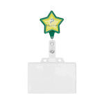Custom made stervormige intrekbare badgehouder kleur groene fles