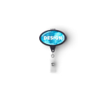 Custom made ovale intrekbare badgehouder kleur ultramarijn blauw