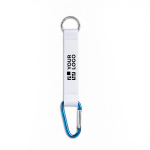 Custom made sleutelhanger van RPET met karabijnhaak voor sublimatie kleur blauw weergave met bedrukking