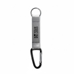 Custom made sleutelhanger van polyester band met karabijnhaak kleur grijs weergave met bedrukking