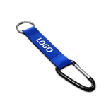 Custom made sleutelhanger van polyester band met karabijnhaak kleur koningsblauw