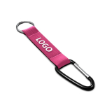 Custom made sleutelhanger van polyester band met karabijnhaak kleur fuchsia