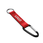 Custom made sleutelhanger van polyester band met karabijnhaak kleur granaat