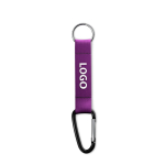 Custom made sleutelhanger van polyester band met karabijnhaak kleur paars